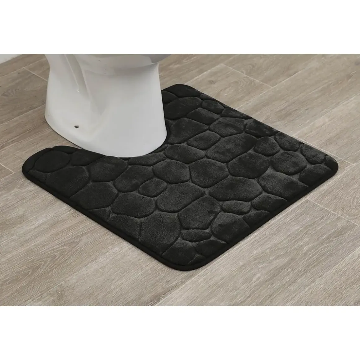 TAPIS CONTOUR WC MEMOIRE DE FORME GALET 45X50CM NOIR