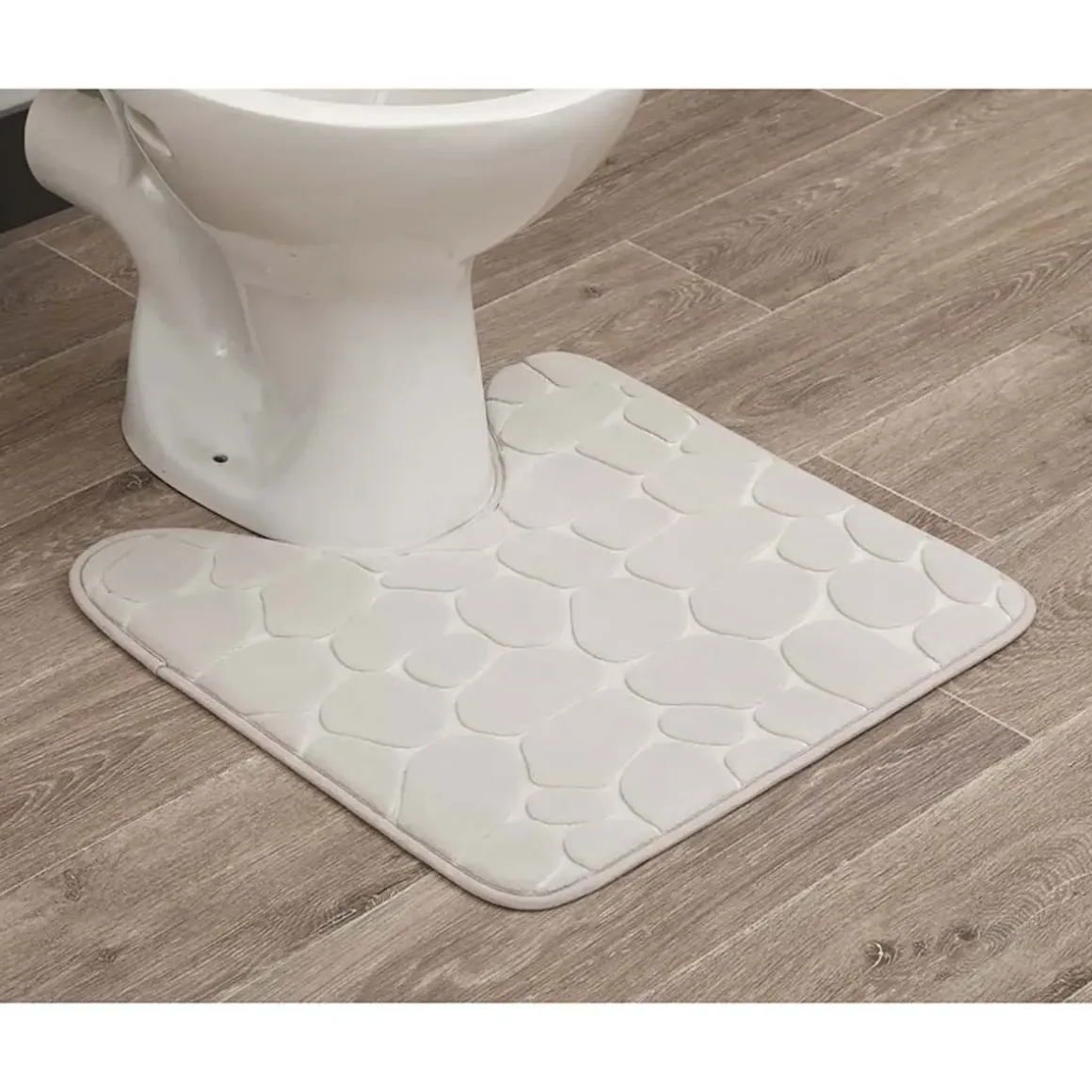 TAPIS CONTOUR WC MEMOIRE DE FORME GALET 50X50CM NATUREL