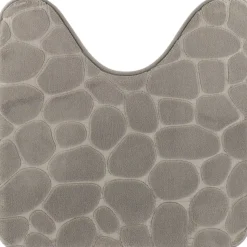 TAPIS CONTOUR WC MEMOIRE DE FORME GALET 45X50CM GRIS CLAIR