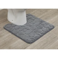 TAPIS CONTOUR WC MEMOIRE DE FORME GALET 45X50CM GRIS FONCE