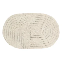 TAPIS COTON TUFTE OVAL 50X80CM GREGE