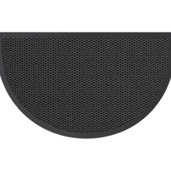 TAPIS DEMI LUNE 3D GRILLE 43X76CM POLYESTER GRIS NOIR