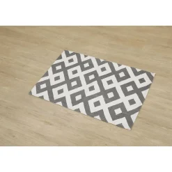 TAPIS GROS LOSANGES 60X90CM BLANC GRIS