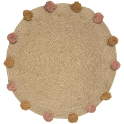 TAPIS JUTE LUREX ET POMPONS
