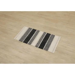 TAPIS LOUXOR COTON 45X90CM NOIR NATUREL