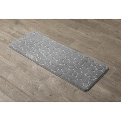 TAPIS MEMOIRE DE FORME MICROFIBRE GALET 45X120CM GRIS CLAIR