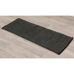 TAPIS POLYESTER COTON BICOLORE 45X120CM KAKI NOIR