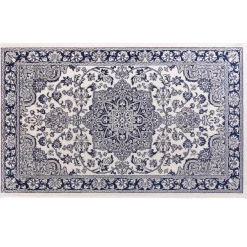 TAPIS RECTANGLE 68X110CM VISCOSE TISSEE CHERINE BLEU