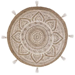 TAPIS ROND JUTE IMRPIME BLANC ROSALIE D.78CM