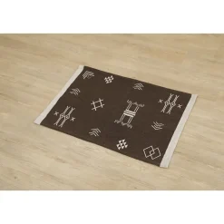 TAPIS TRIBAL FOND MARRON 60X90CM BEIGE MARRON