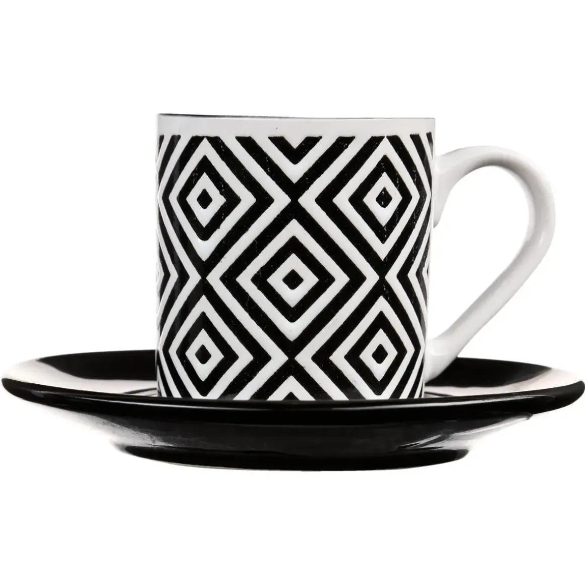 TASSE A CAFE AVEC SOUCOUPE GEOMETRIQUE