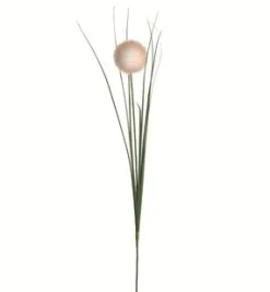 TIGE BOULE ET HERBE H.64CM BLANC
