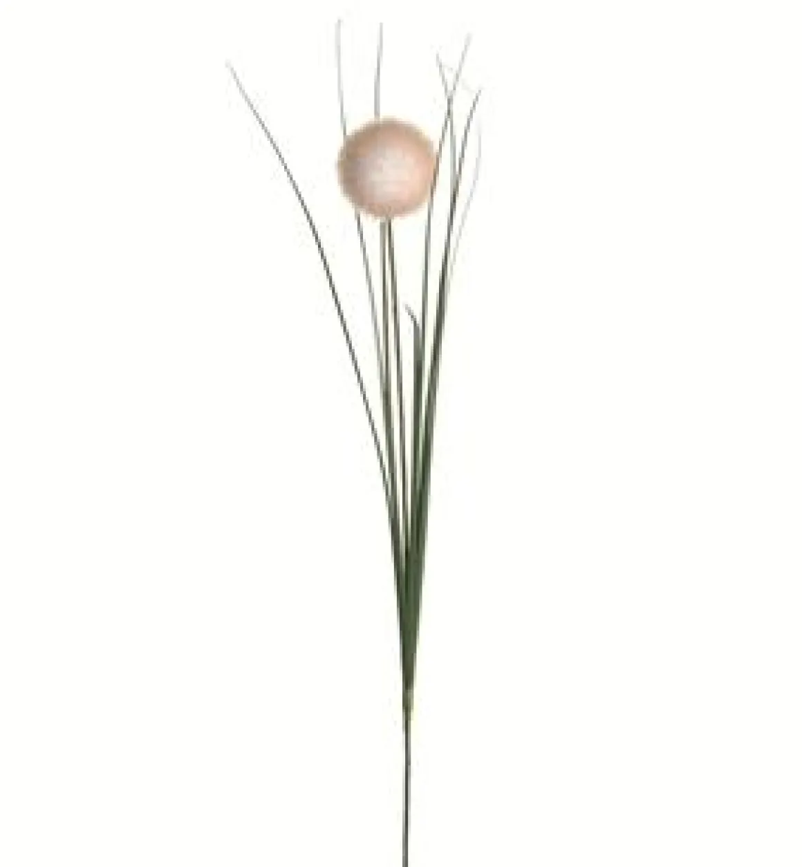 TIGE BOULE ET HERBE H.64CM BLANC