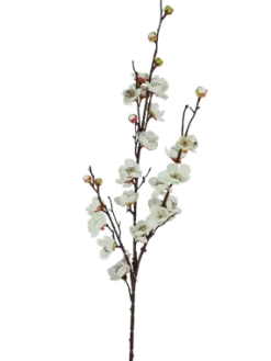 TIGE CERISIER 23 FLEURS 8 BOURGEONS H94CM BLANC ET ROSE