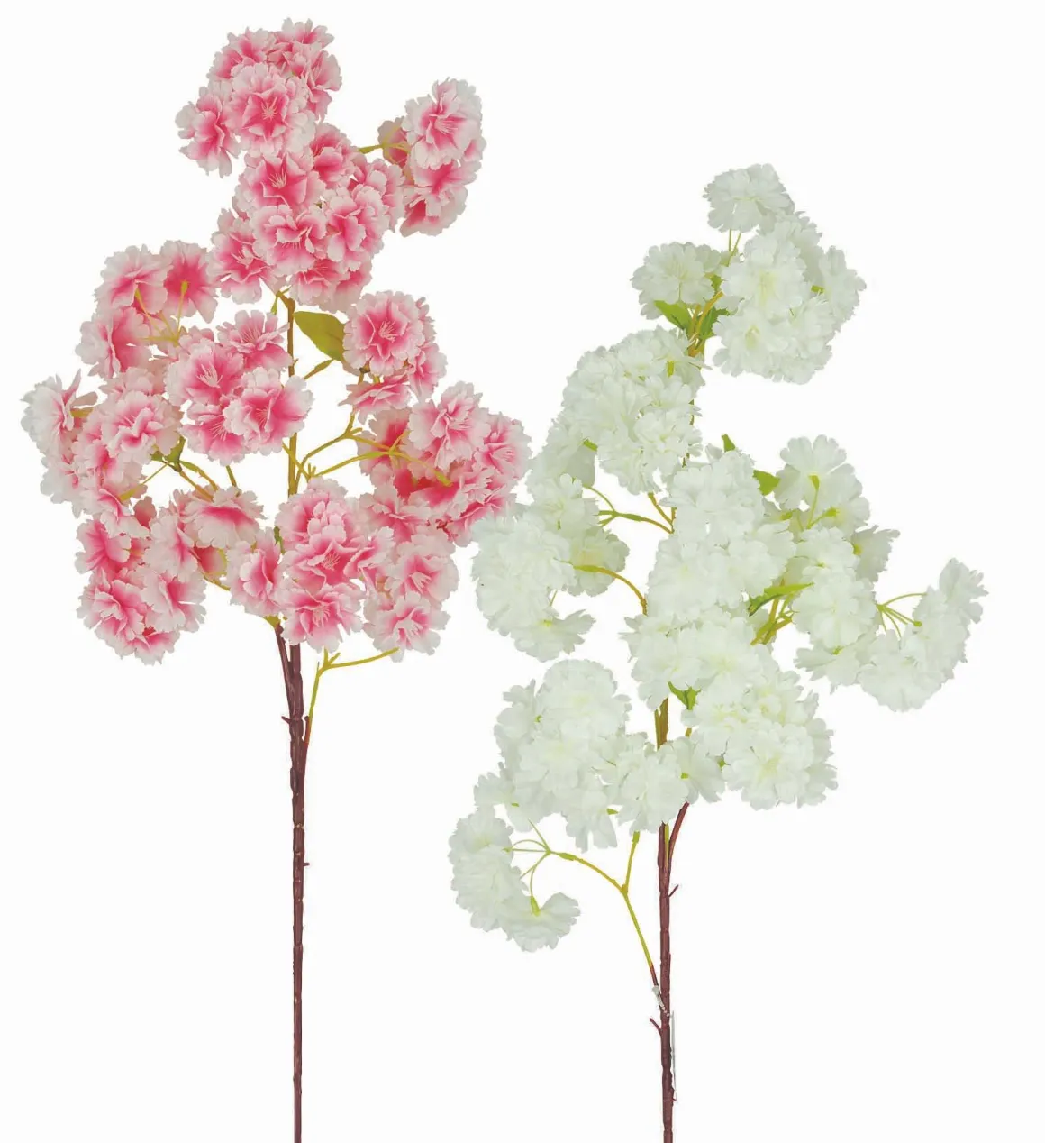TIGE CERISIER 80 FLEURS H.96CM BLANC ET ROSE