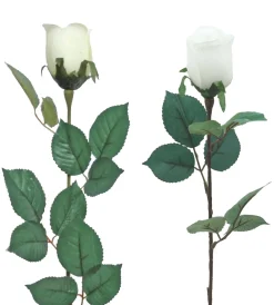TIGE DE BOUTON DE ROSE GOUTTE D EAU H77CM BLANC