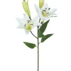 TIGE DE LYS 2 FLEURS 2 BOURGEONS H78CM CREME
