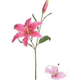 TIGE LYS 1 FLEUR ET 1 BOUTON H.73CM ROSE