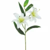 TIGE LYS 2 FLEURS ET UN BOURGEON H.77CM BLANC