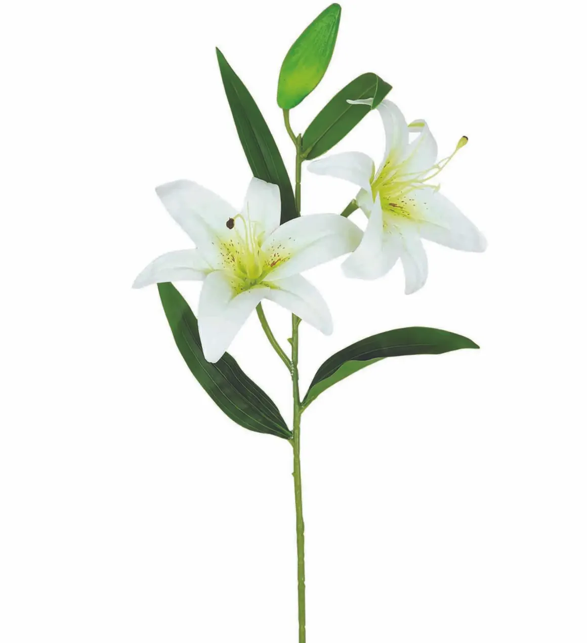TIGE LYS 2 FLEURS ET UN BOURGEON H.77CM BLANC