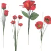 TIGES ROUGES BOUTON ROSE GYPSO COQUELICOT ET HIBISCUS H.70CM
