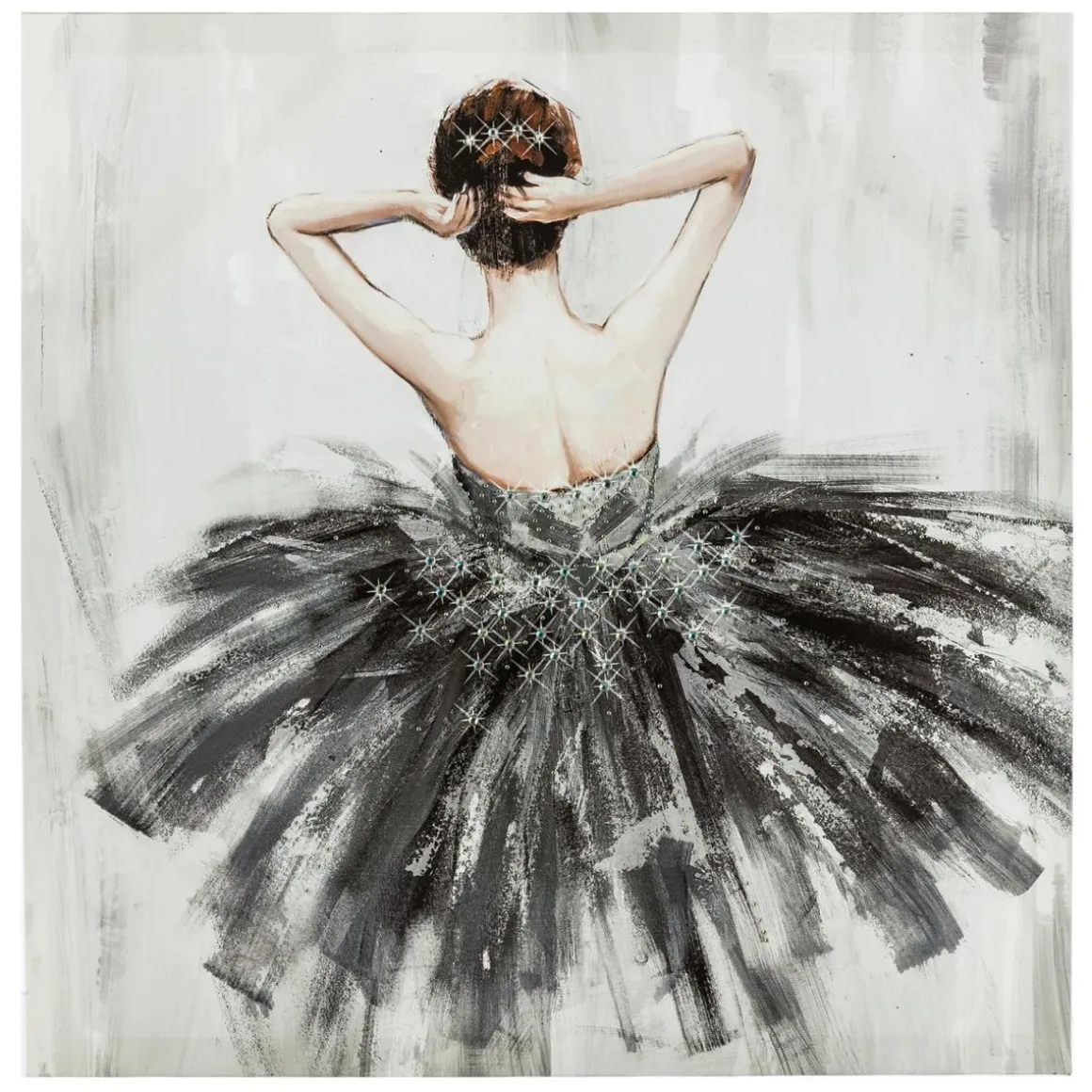 TOILE IMPRIMEE ET STRASS DANSEUSE D.48X48CM