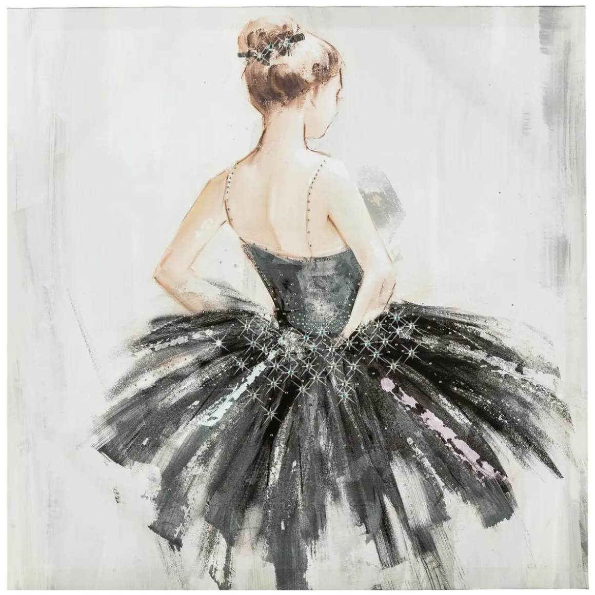 TOILE IMPRIMEE ET STRASS DANSEUSE D.48X48CM