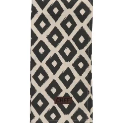 TORCHON CHEF LOSANGE 50X70CM COTON NOIR