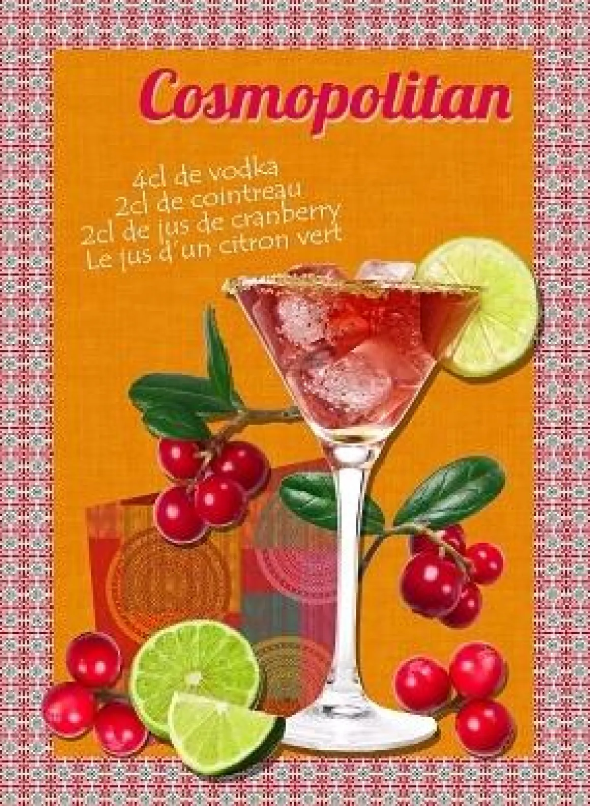 TORCHON IMPRIME COCKTAIL 1 MULTICO 50X70CM