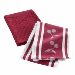 TORCHON X2 PIECES 50X70CM CERISETTE RUBIS