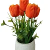 TULIPES POT CIMENT H.24CM ROSE ET ORANGE