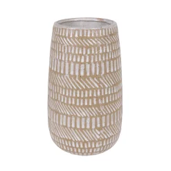 VASE CERAMIQUE BEIGE ET BLANC H.19CM