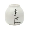VASE CERAMIQUE BEIGE ORNEMENT BRANCHE H9.5CM