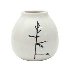 VASE CERAMIQUE BEIGE ORNEMENT BRANCHE H9.5CM