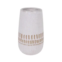 VASE CERAMIQUE BLANC ET BEIGE H.19CM