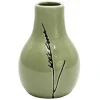 VASE CERAMIQUE VERT ORNEMENT BRANCHE H.14CM