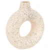 VASE CIRCLE CERAMIQUE BLANC NOIR H.30CM