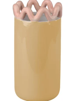 VASE DOLOMITE JAUNE ET ROSE 10.7X10.7X20.5CM