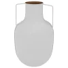VASE METAL EMAILLE COLLECTIONNEUR BLANC H.30.5CM