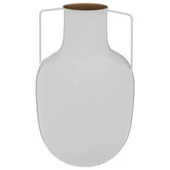 VASE METAL EMAILLE COLLECTIONNEUR BLANC H.30.5CM