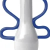 VASE POP HAUT BLANC ANSES BLEUES GRES 21.5X10X26.3CM