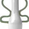 VASE POP HAUT BLANC ANSES VERTES GRES 21.5X10X26.3CM