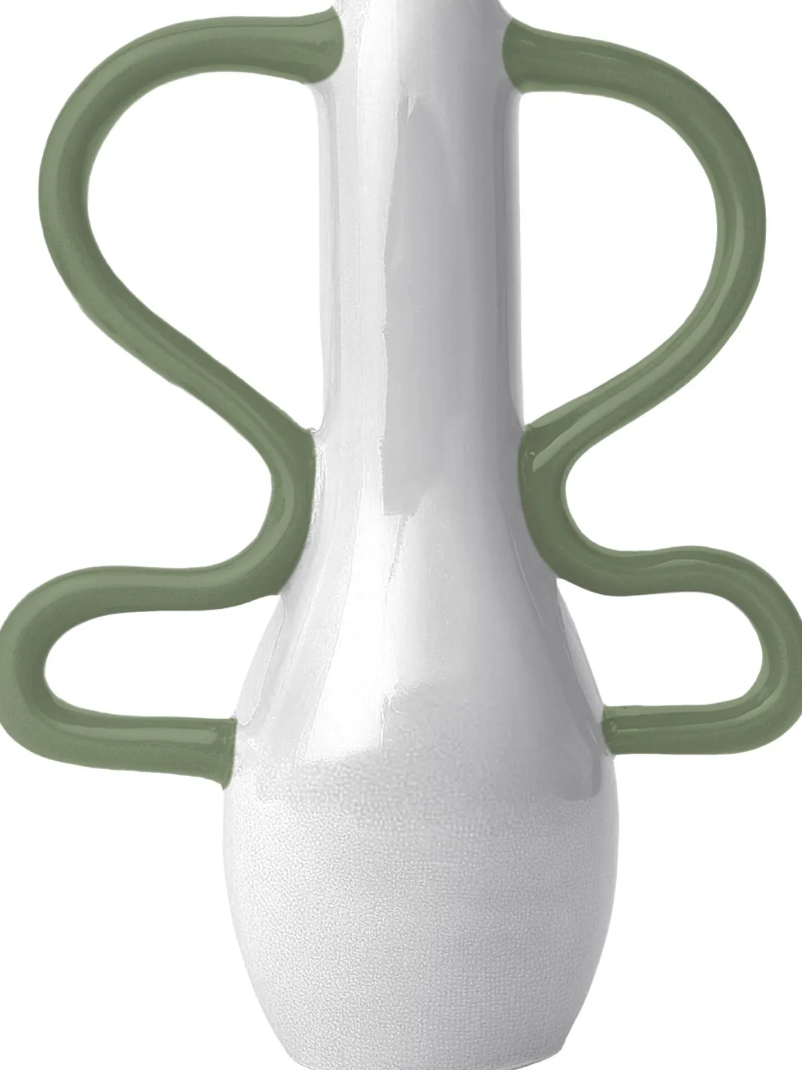 VASE POP HAUT BLANC ANSES VERTES GRES 21.5X10X26.3CM