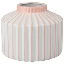 VASE ROSE ET BLANC LIGNE RELIEF 16.5X16.5X13.5CM