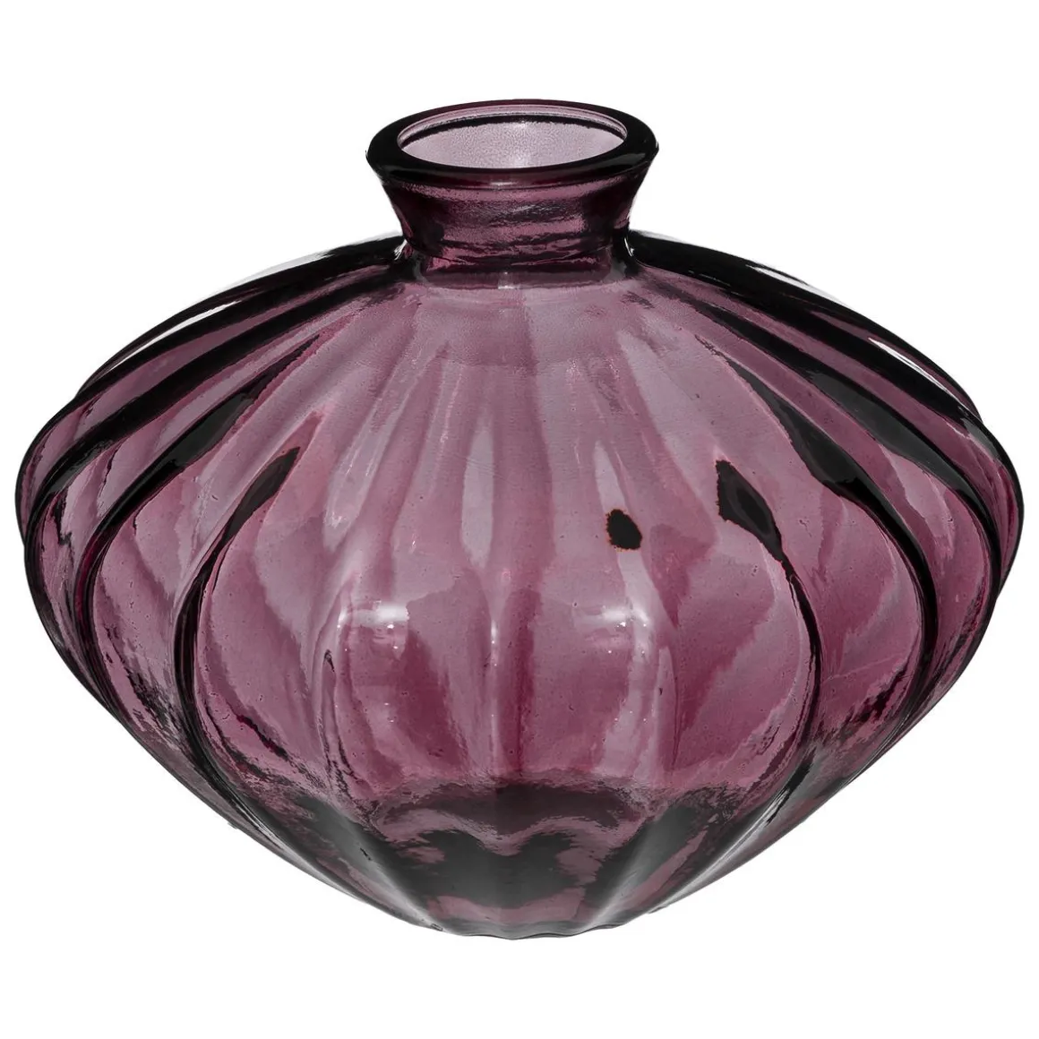 VASE VERRE RECYCLE ROSE CANDY H.14CM