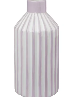 VASE VIOLET ET BLANC LIGNE RELIEF 11.5X11.5X24CM
