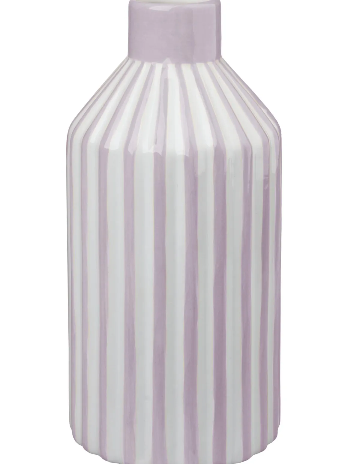 VASE VIOLET ET BLANC LIGNE RELIEF 11.5X11.5X24CM